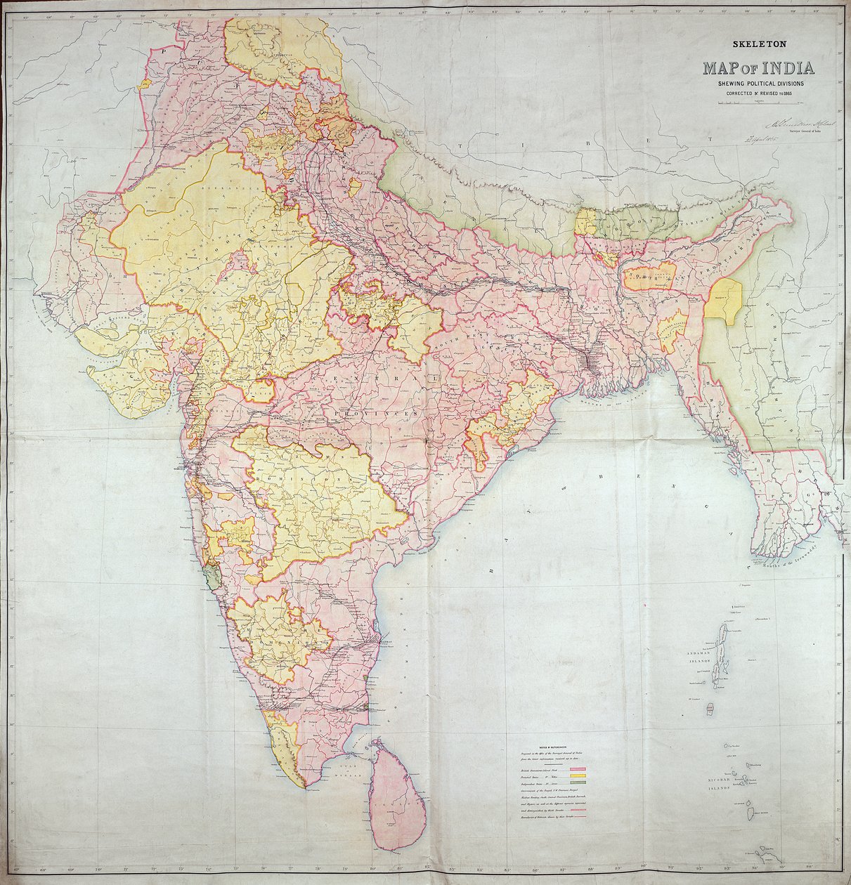 インドの地図、1865年 作： 英語学校