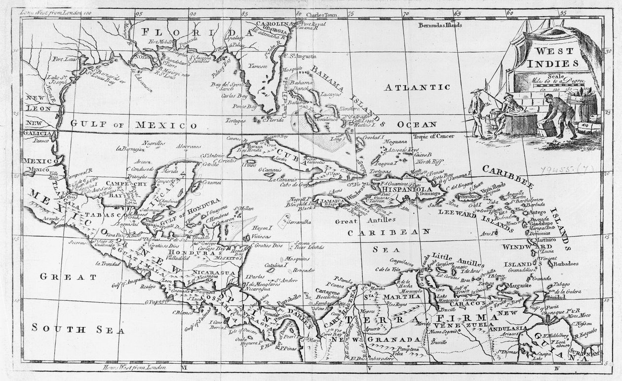 西インド諸島、フロリダ州、南アメリカの地図 作： 英語学校