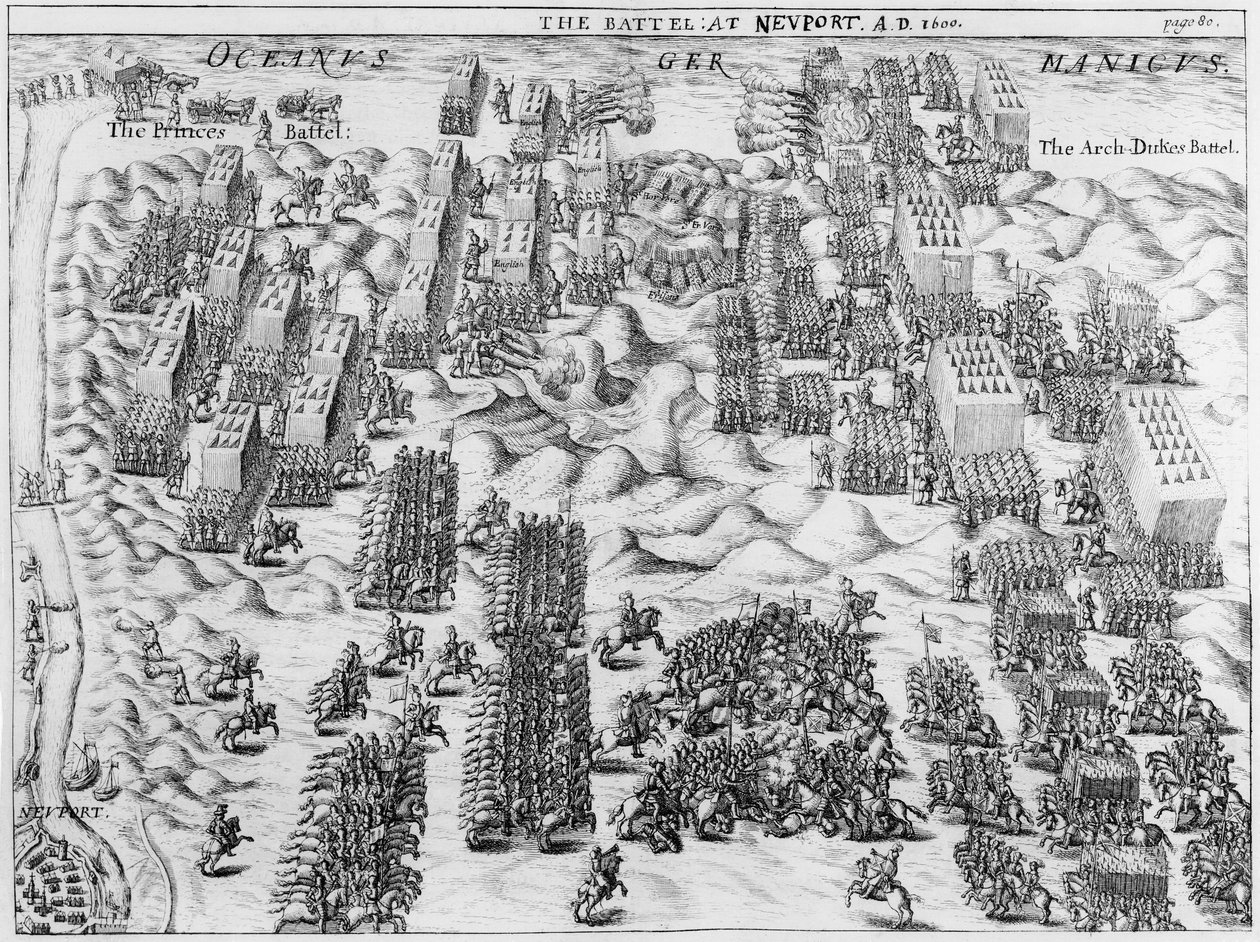 モーリスがニューポートの戦いでオーストリア人を倒す、1600 作： 英語学校