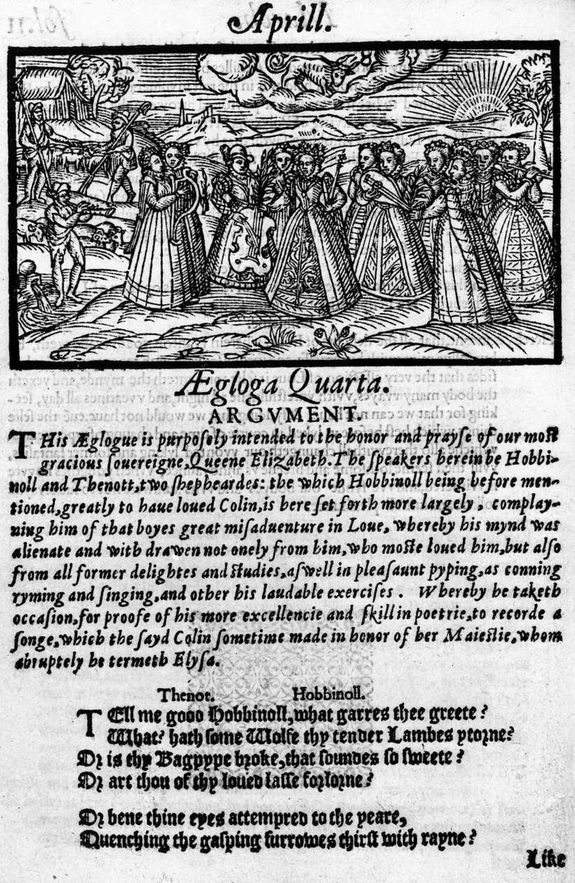 4月、1579年に出版されたオリジナルの複製 作： 英語学校