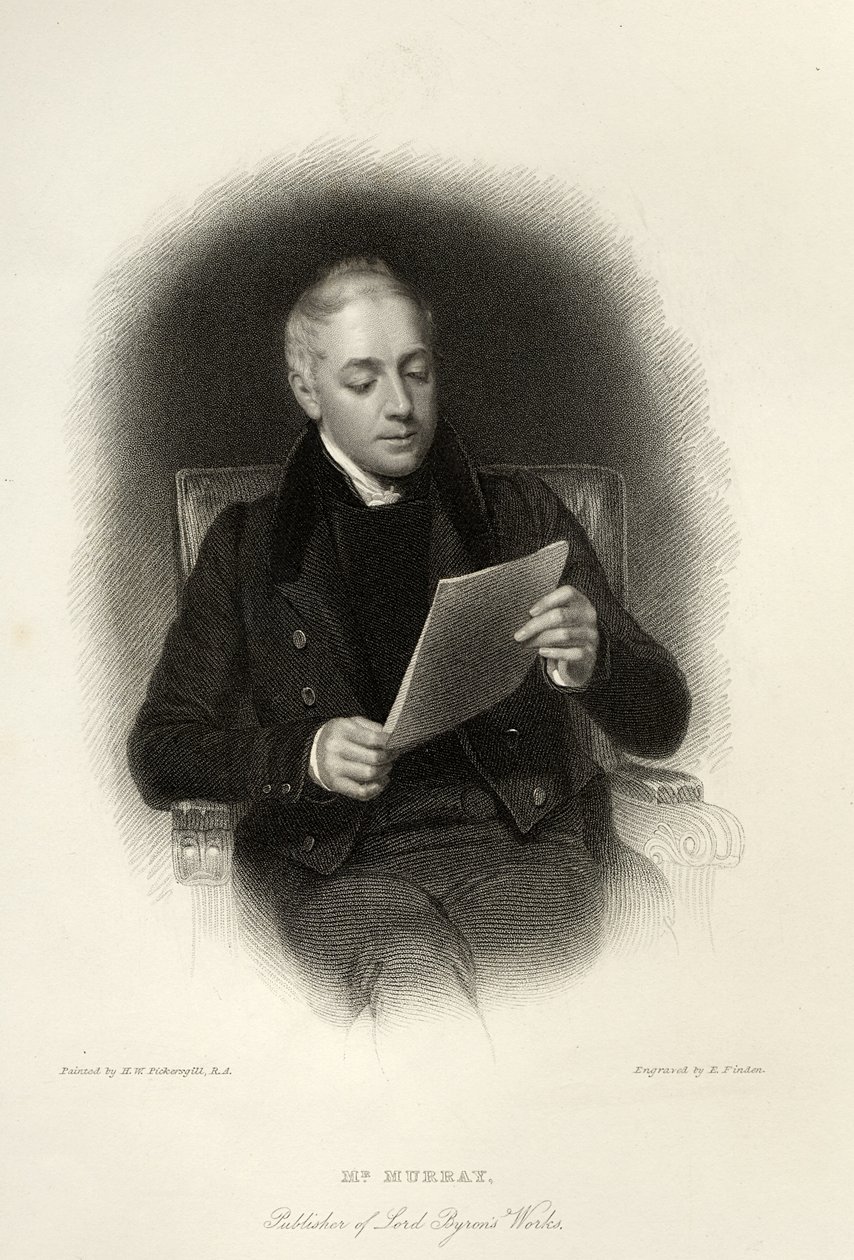 バイロン卿の著作の出版者であるマレー氏は1833年にE.フィンデンによって彫刻されました 作： 英語学校