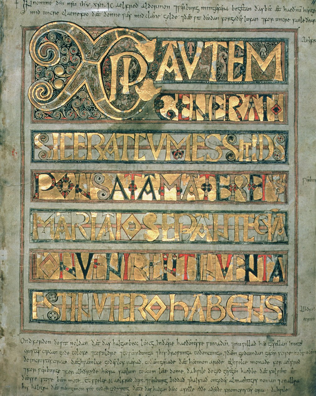 Ms A 135 f.11r Illuminated text、initial page `Xpi to St. Matthew、from a Stockholm Codex Aureus、c.750 作： 英語学校