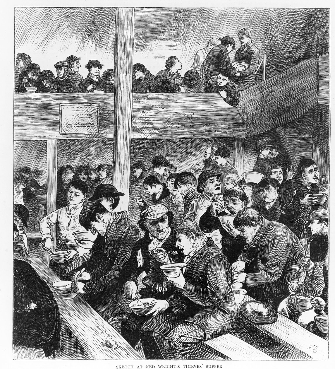 ネッドライトの泥棒の晩餐、「グラフィック」のイラスト入り新聞1870年2月26日、土曜日 作： 英語学校