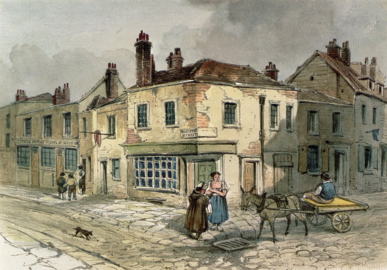 Old Pye Street、ウェストミンスター、1849（紙にトイレ） 作： 英語学校