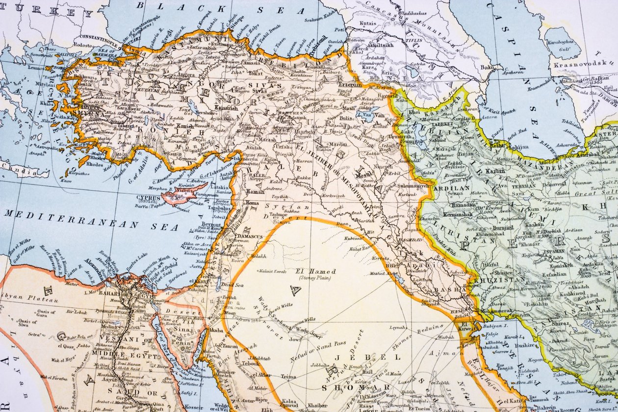 1899年代にロンドンで発行された「世界の市民のアトラス」からの中世の部分地図、1890年代 作： 英語学校