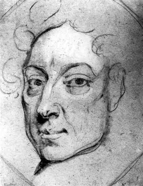 アレクサンドル・ポープの肖像（1688-1744）（紙に木炭） 作： 英語学校
