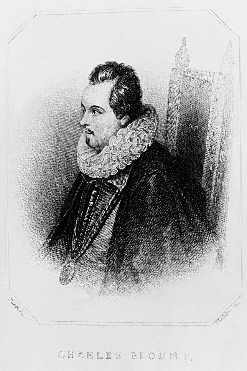 チャールズブロウントの肖像（c.1562-1606）「ロッジの英国の肖像」1822年、デボンシャー第8伯爵 作： 英語学校