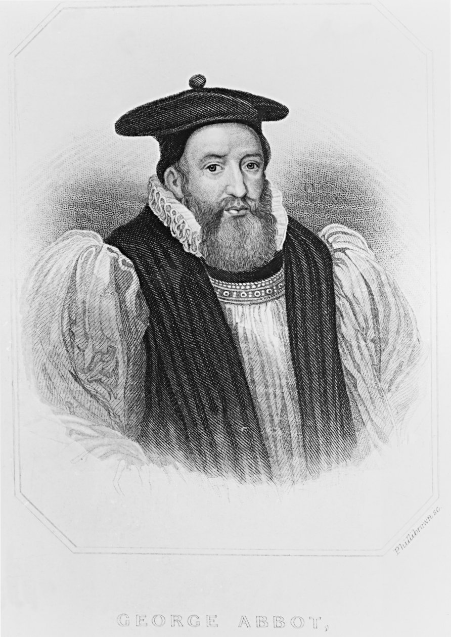 ジョージアボットの肖像（1562-1633）カンタベリー大司教、「ロッジの英国の肖像」1822年 作： 英語学校
