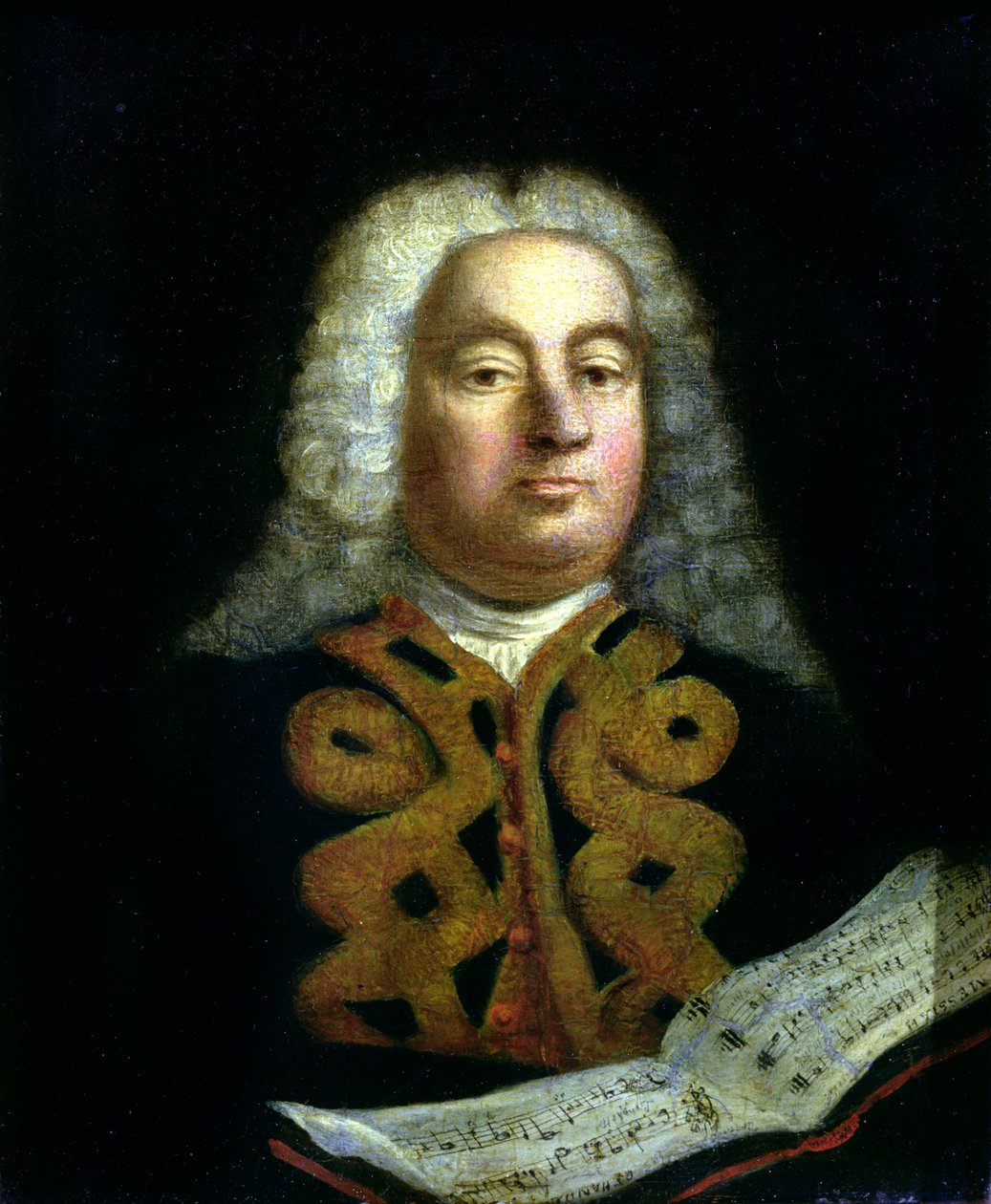 ジョージフレデリックヘンデルの肖像画（1685-1759）、メサイアのコピー、1749年頃 作： 英語学校
