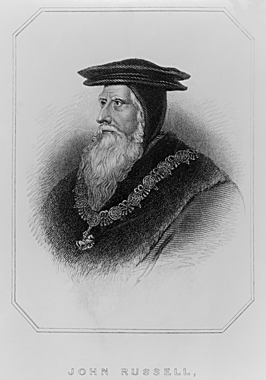 ジョンラッセルの肖像（1485-1555）「ロッジの英国の肖像」からのベッドフォード初代伯爵、1823年 作： 英語学校