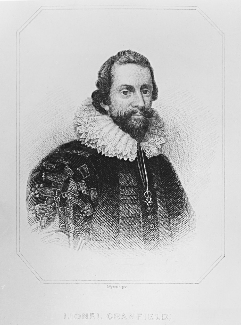 1823年の「ロッジの英国の肖像」からのライオネルクランフィールド（1575-1645）の肖像 作： 英語学校