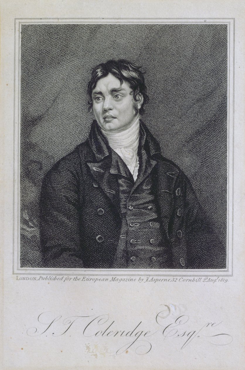 1819年に公開されたサミュエルテイラーコールリッジ（1772-1834）の肖像 作： 英語学校