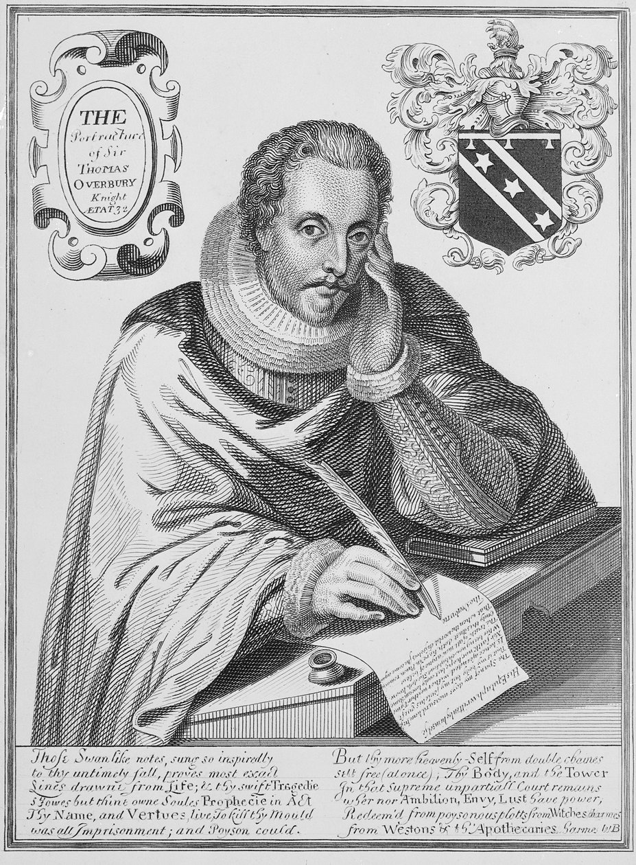 レノルド・エルストラック（1571-c.1630）1613によって彫刻された、彼の墓碑銘を書き出すトーマス・オーバーベリー卿（1581-1613）の肖像 作： 英語学校
