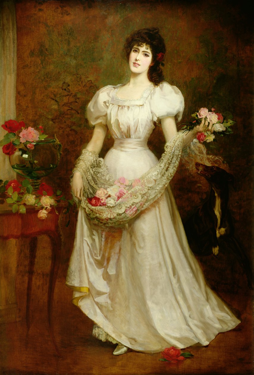女性と彼女のグレイハウンドの肖像、1870年頃 作： 英語学校