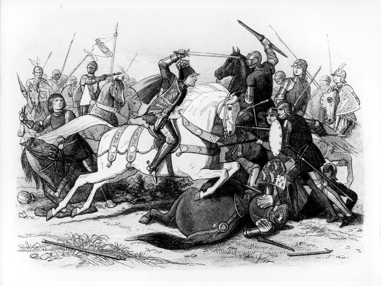 1485年のボスワースの戦いでのリチャード3世（1452-85） 作： 英語学校