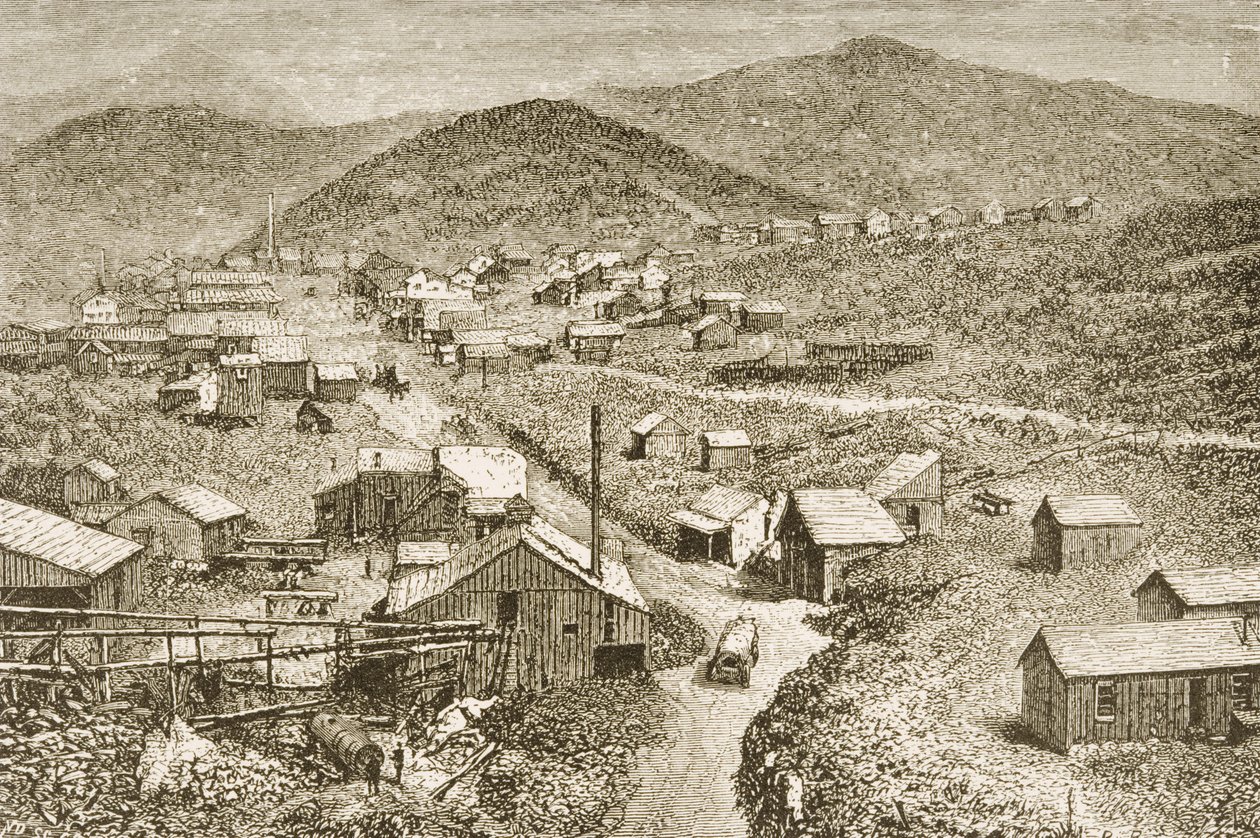 1870年頃、ネバダ州シルバーシティ、「アメリカンピクチャーズ」より、1876 作： 英語学校