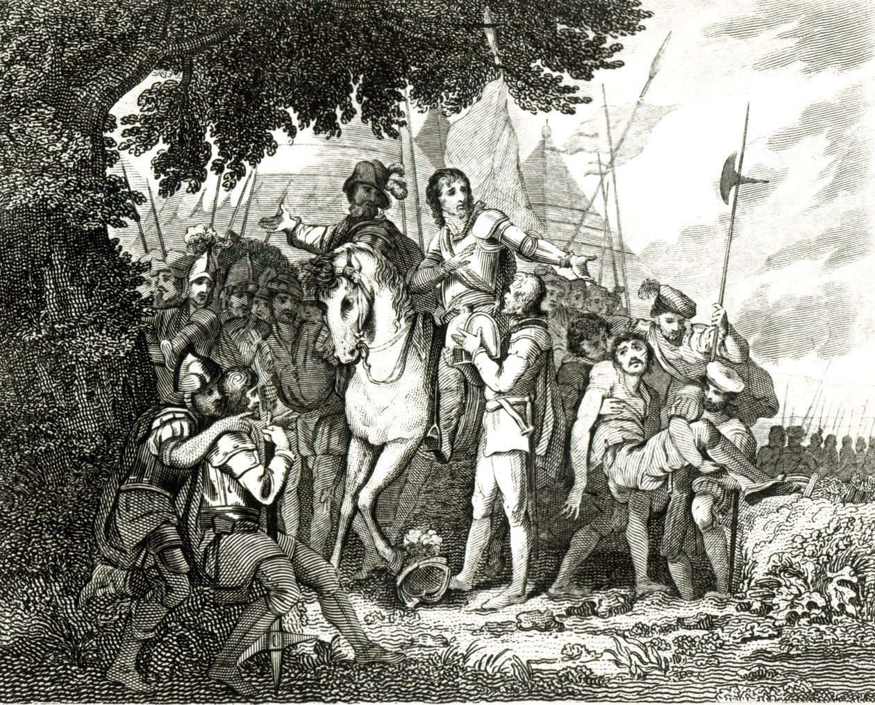 フィリップシドニーの兵士に対する優しさ、1815年 作： 英語学校