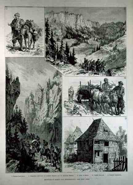 ボスニアおよびヘルツェゴビナでのスケッチ、The Illustrated London News、1882年2月18日より 作： 英語学校