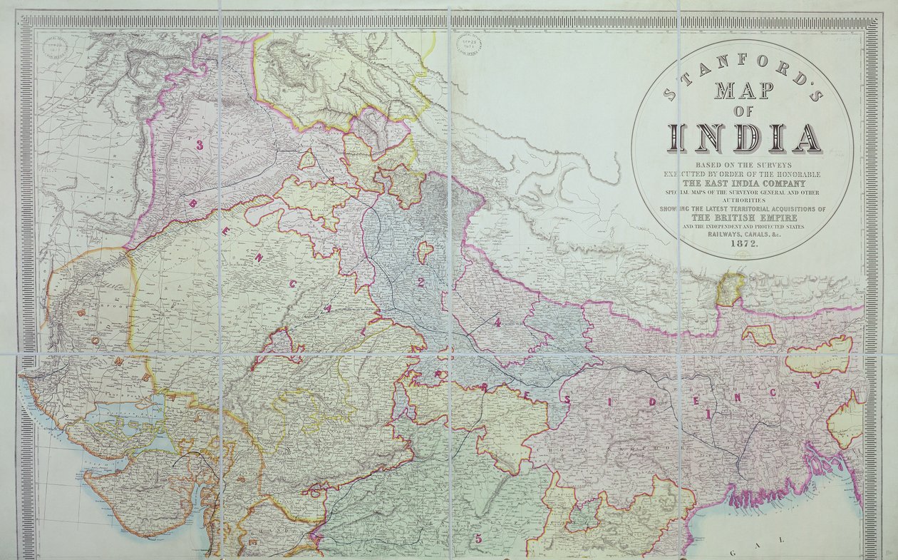1872年インドのスタンフォード地図 作： 英語学校