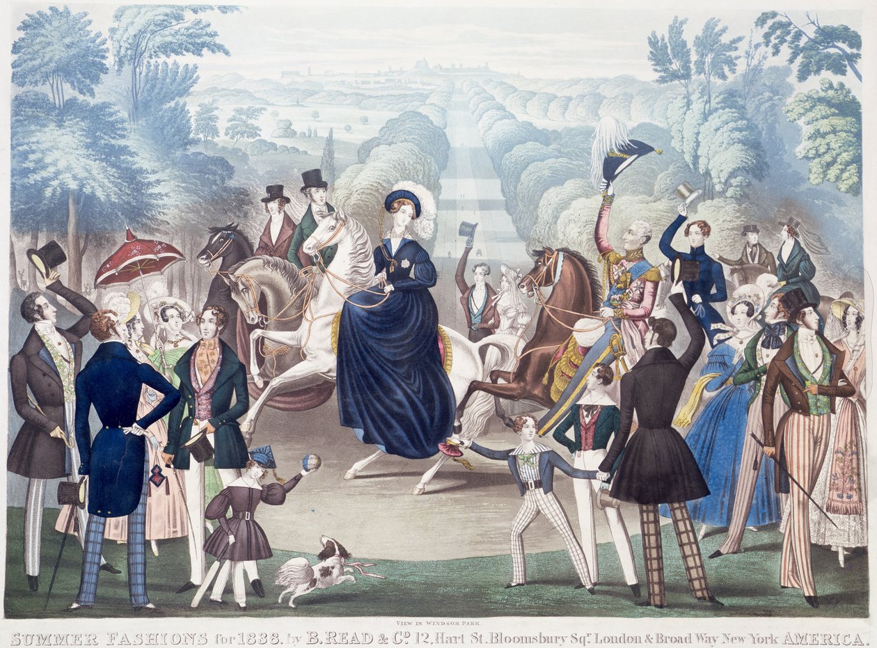 1838年の夏のファッション、ウィンザーパークの眺め（Bリードアンドカンパニー） 作： 英語学校