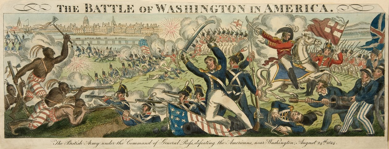 アメリカのワシントンの戦い、1814年8月24日、パブ。 C.1816（手描きの彫刻） 作： 英語学校