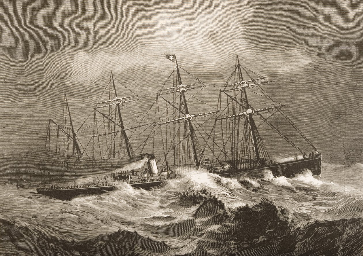 「アメリカンピクチャーズ」（1876年）から発行された「アメリカンピクチャーズ」の1870年頃、冬に大西洋を横断する「ケルト」 作： 英語学校