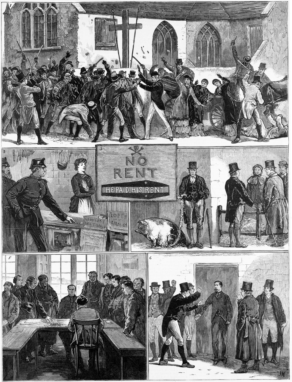 1881年12月24日に公開されたアイルランドの条件、「グラフィック」のイラスト 作： 英語学校