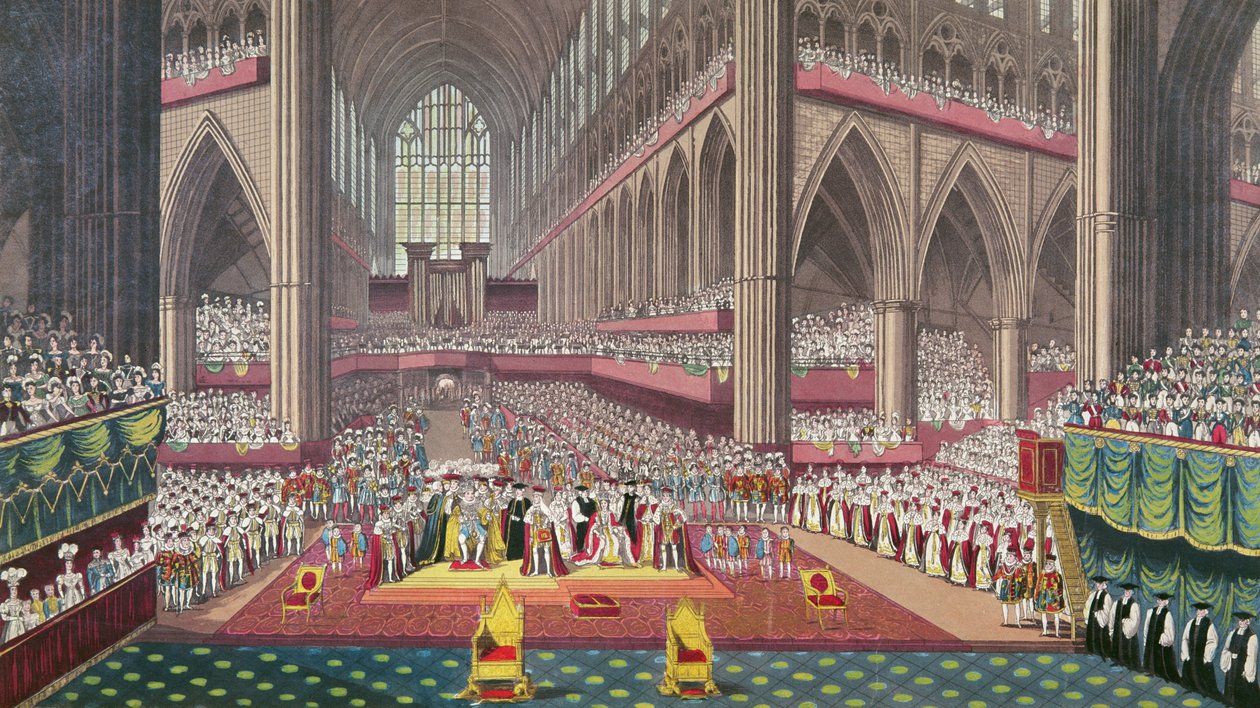 1831年、ウィリアム4世とアデレード女王の戴冠式 作： 英語学校
