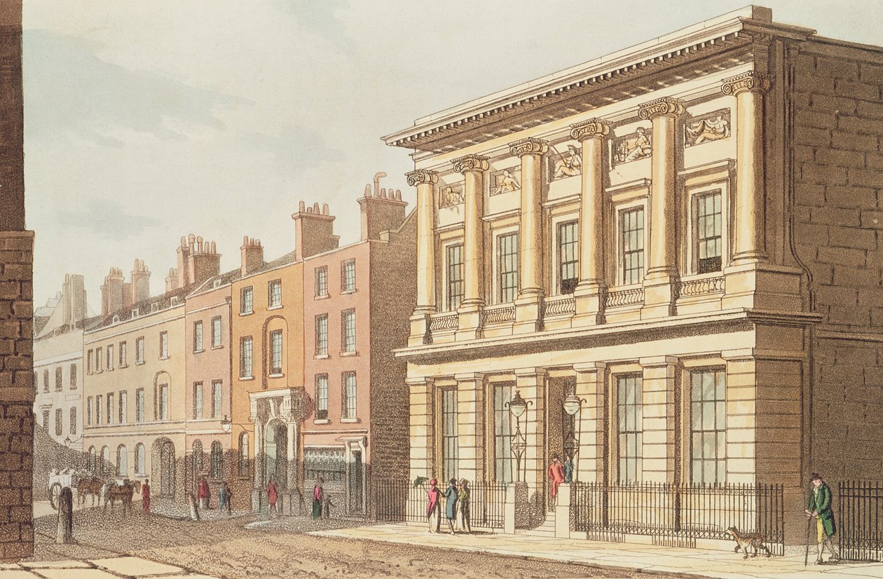 「R.アッカーマンの芸術のリポジトリ」1813年からのロンドンのコマーシャルセールルーム 作： 英語学校