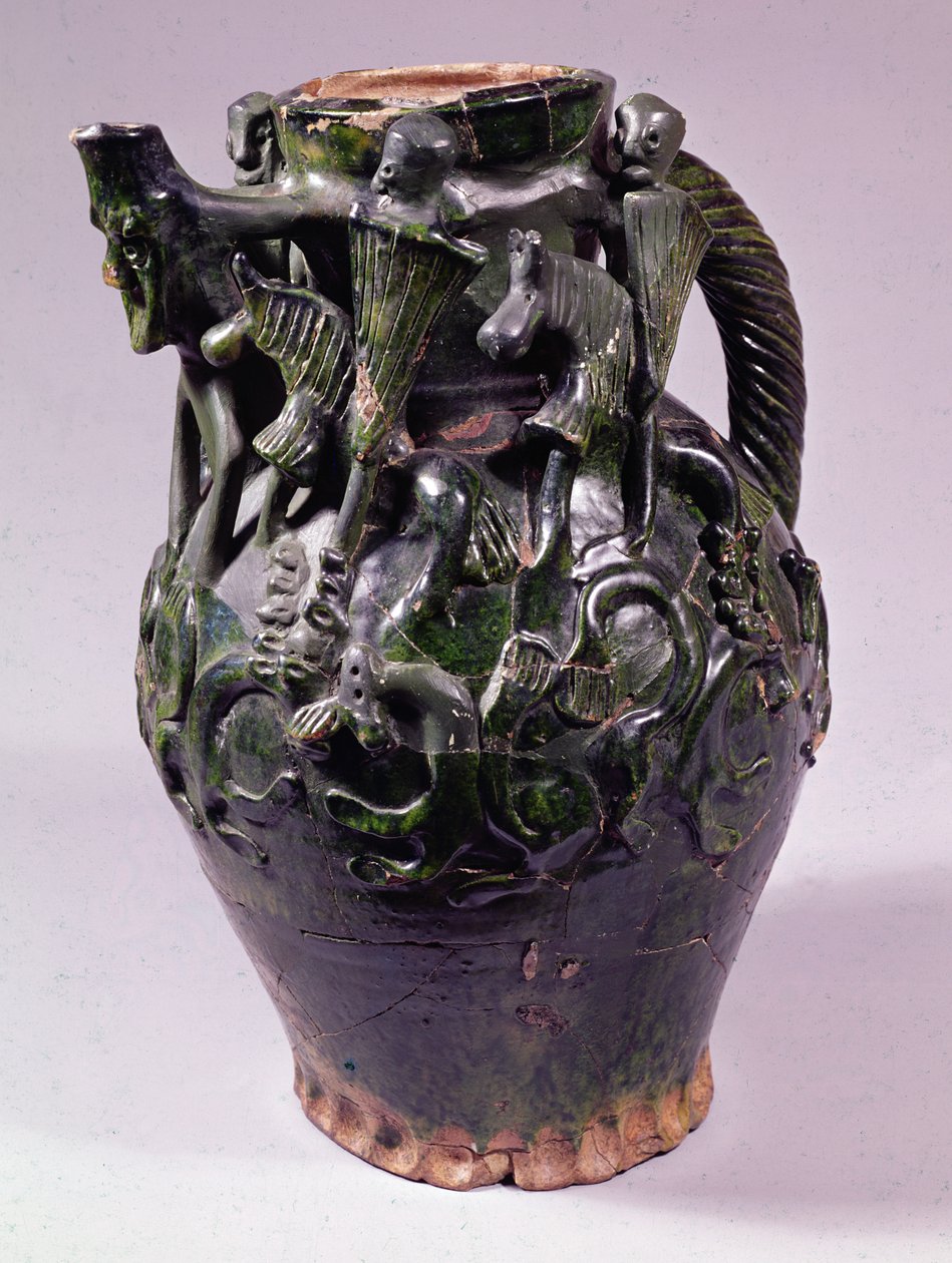Moot Hall Jug、鉛釉、おそらくノッティンガムまたはリンカーン、c.1270（セラミック） 作： 英語学校