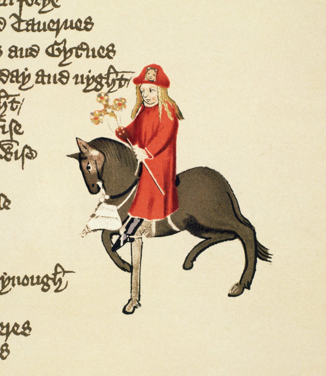 パードナーズテイル、カンタベリー物語の詳細、ジェフリーチョーサー作（1342-1400年頃）Ellesmere Manuscript、ファクシミリ版、1911年（オリジナルの詳細は91200および128927を参照） 作： 英語学校