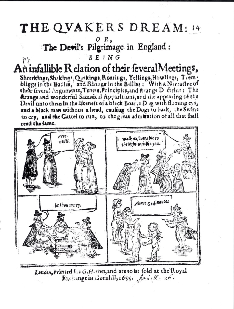 クエーカーの夢またはイギリスの悪魔の巡礼、パブ。 1655年に 作： 英語学校
