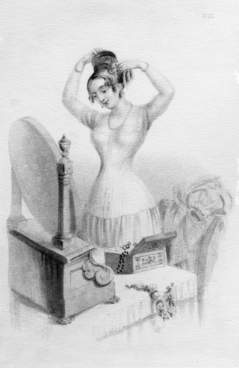 A.ウォーカー夫人による1837年の「女性の美しさ、レジメン、清潔さと服装によって維持され改善された女性の美しさ」からのニコラスギアリー夫人のコルセットの利点 作： 英語学校