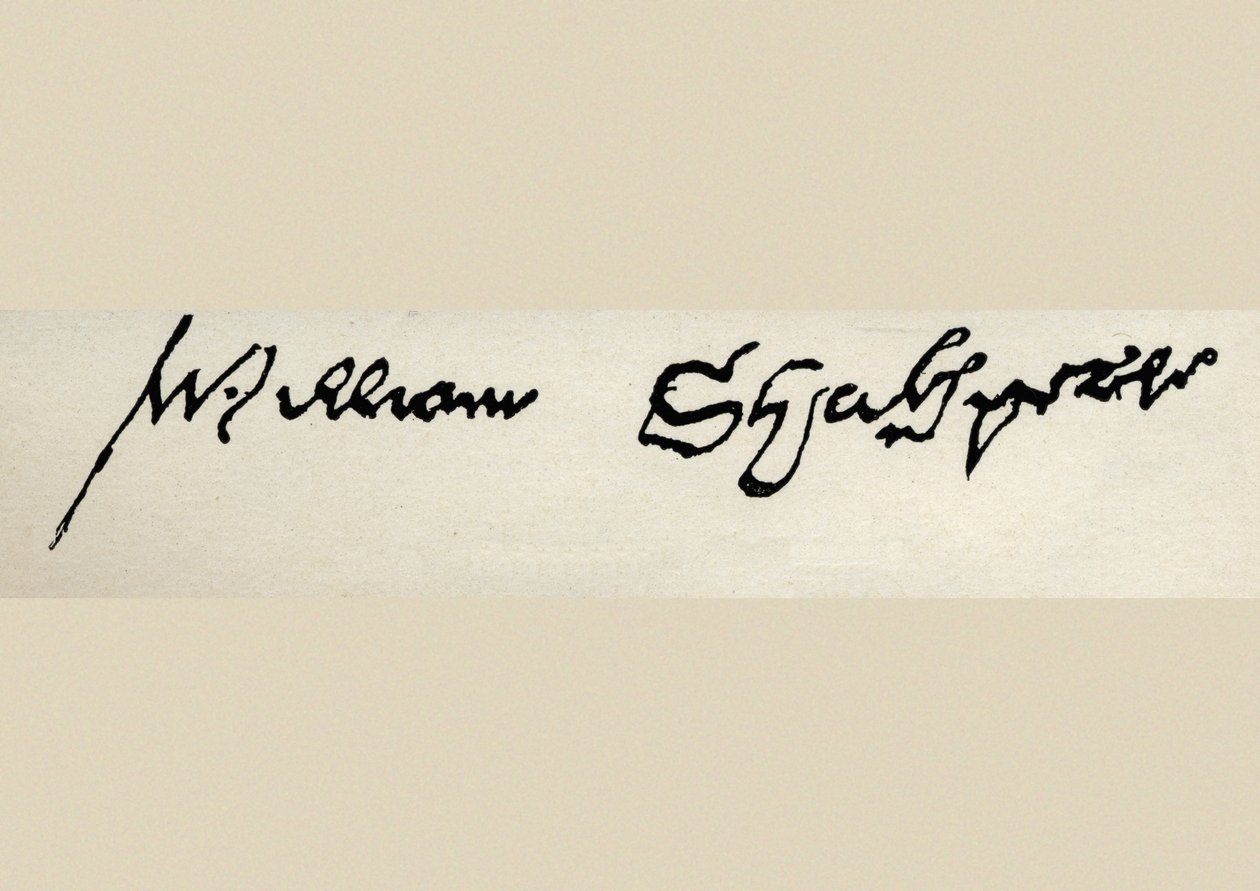 ウィリアム・シェイクスピアの署名（1564-1616）（ペンとインク） 作： 英語学校