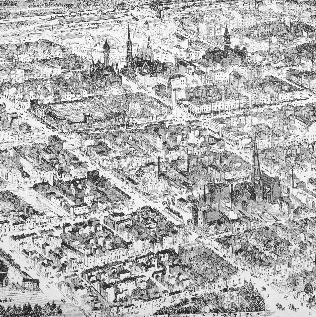 「オーストラリアの写真」、パブから中央メルボルン、オーストラリアの眺め。宗教路協会、1886年 作： 英語学校