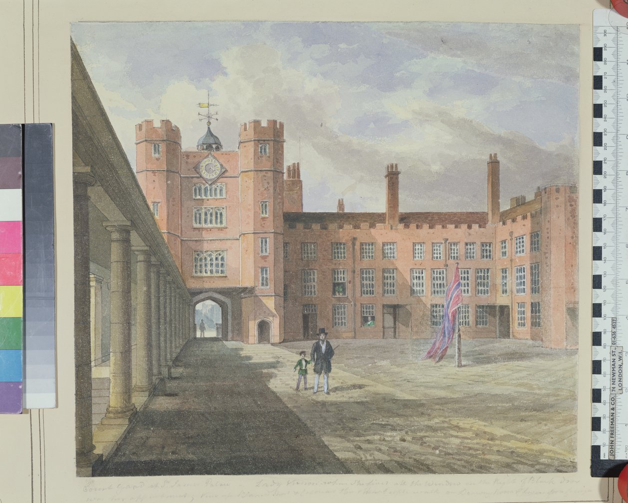 セントジェームズパレスの中庭の眺め、1841年 作： 英語学校