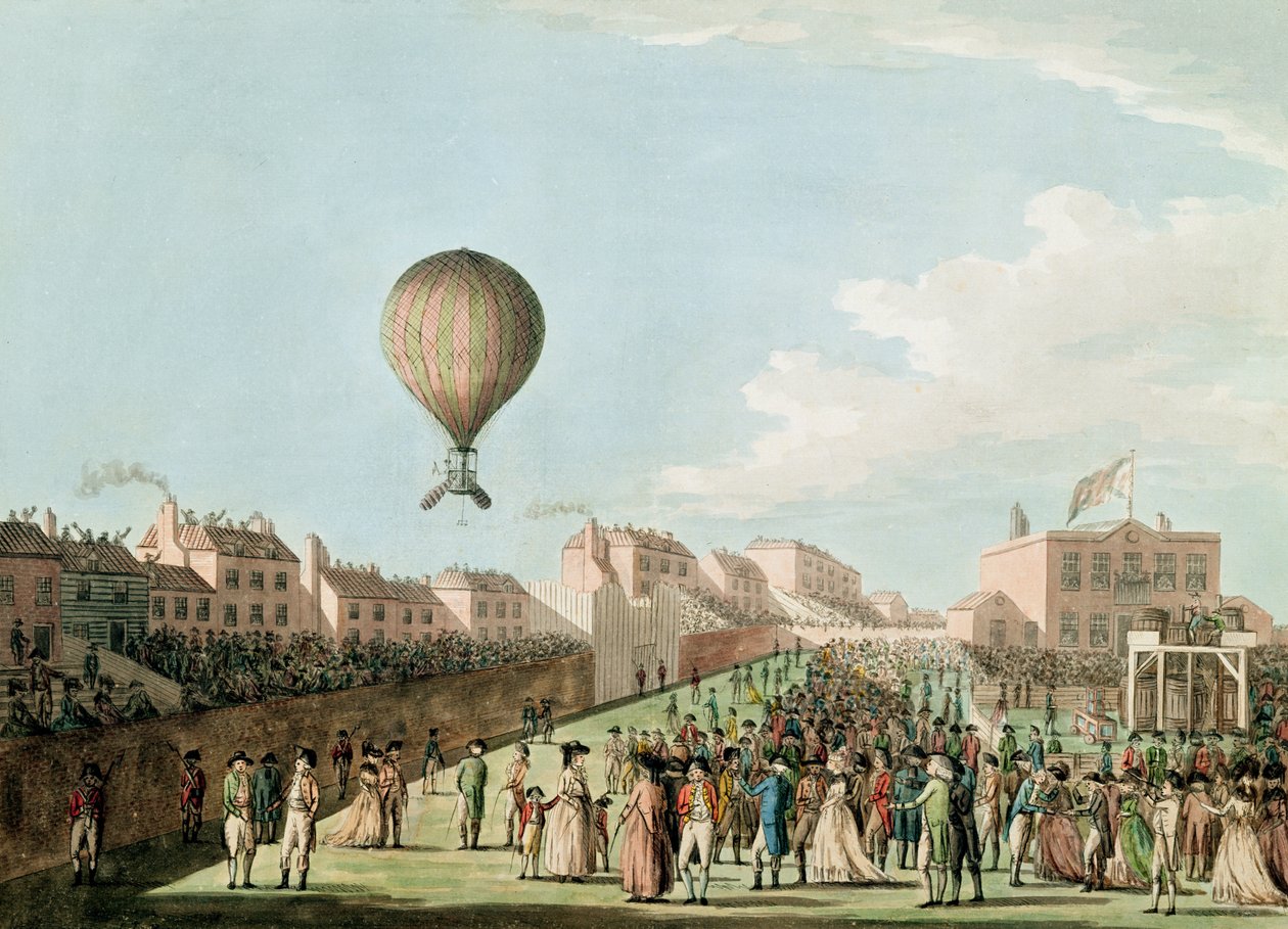1784年9月15日、砲台からのヴィンセントルナルディの空中上昇 作： 英語学校