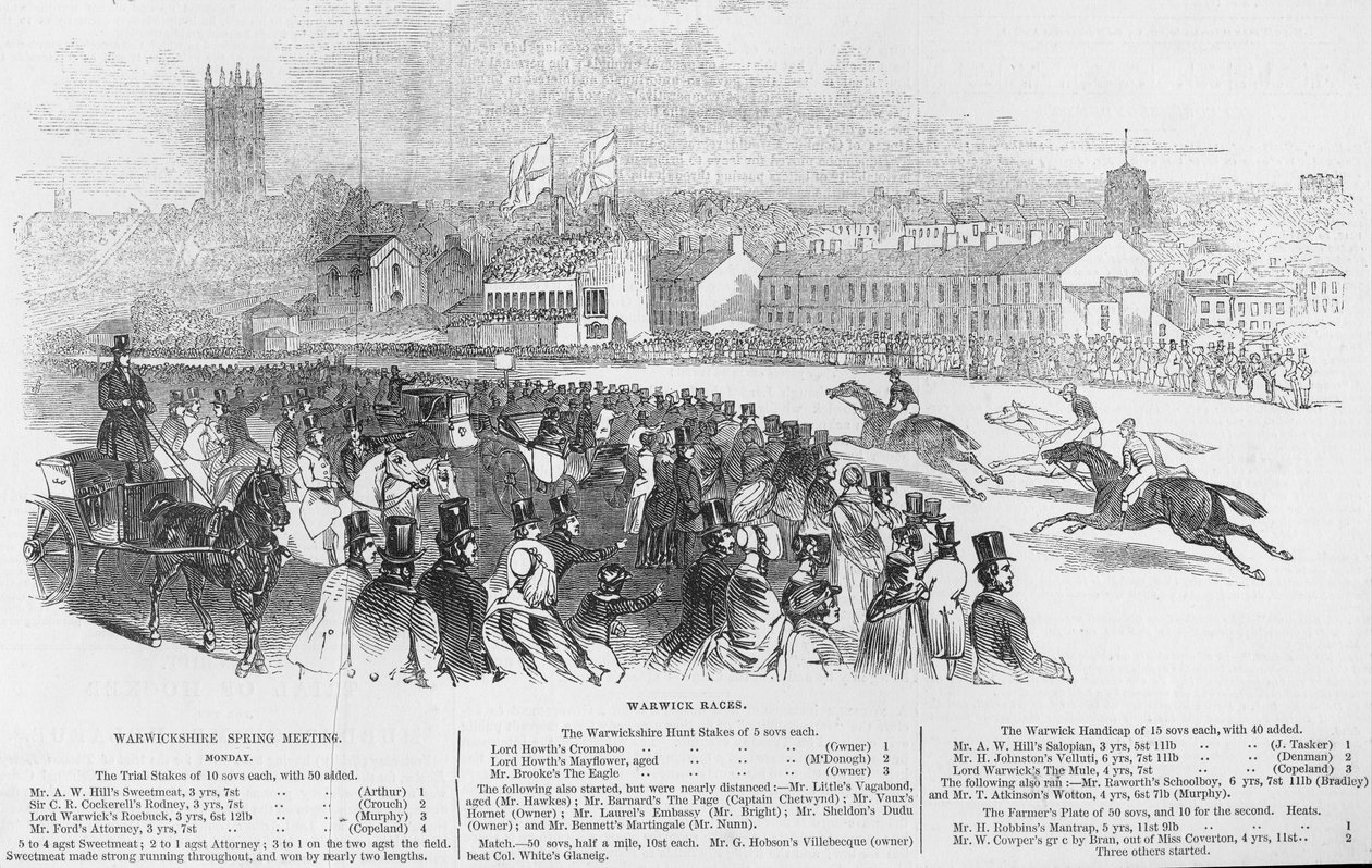 ウォリックレース、「The Illustrated London News」より、1845年4月12日 作： 英語学校