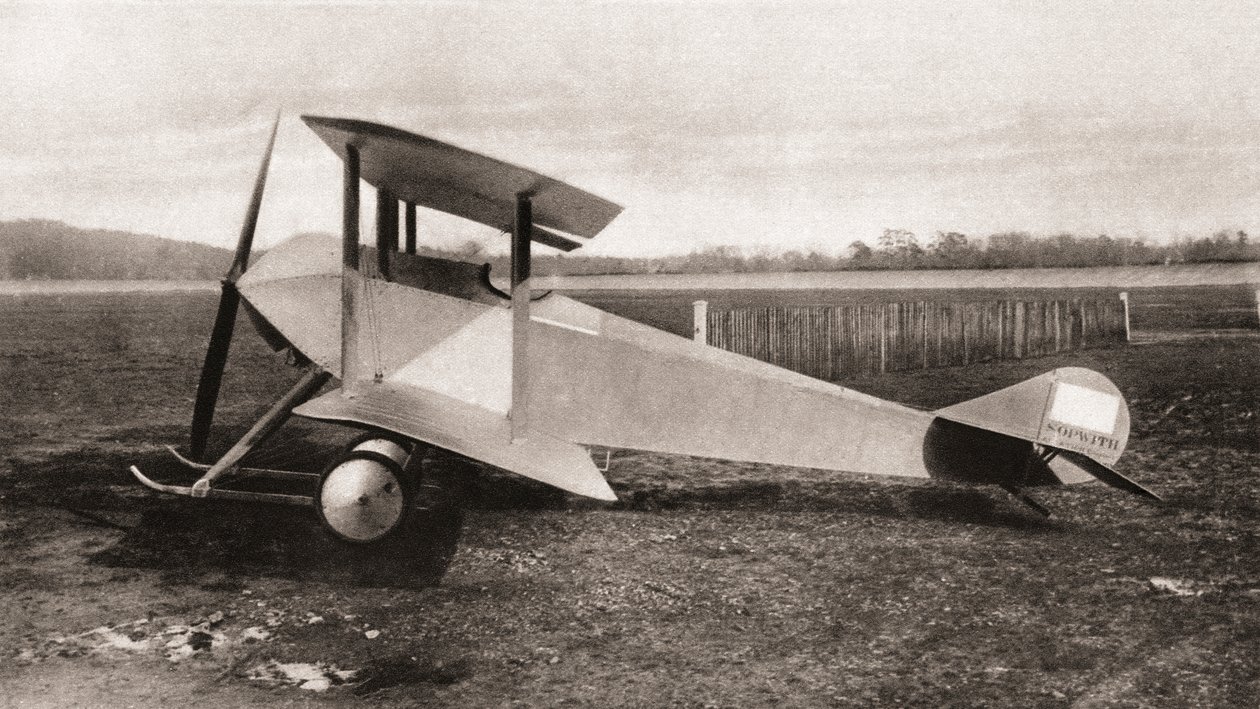 1915年のThe Illustrated War Newsによる、第一次世界大戦中に使用されたSopwithタブロイドシングルシートスカウトトラクター複葉機 作： 英語の写真家