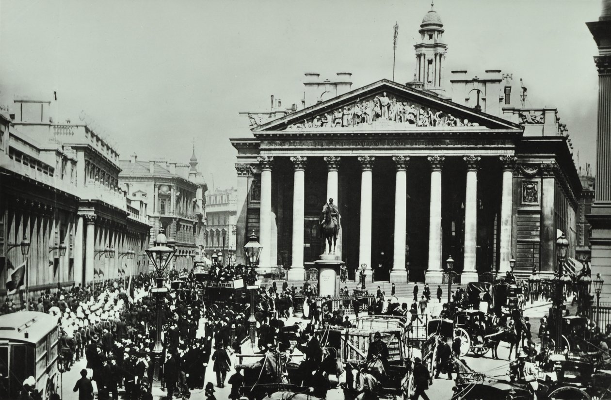 イングランド銀行、スレッドニードルストリート、ロンドン市、1890 作： 英語の写真家