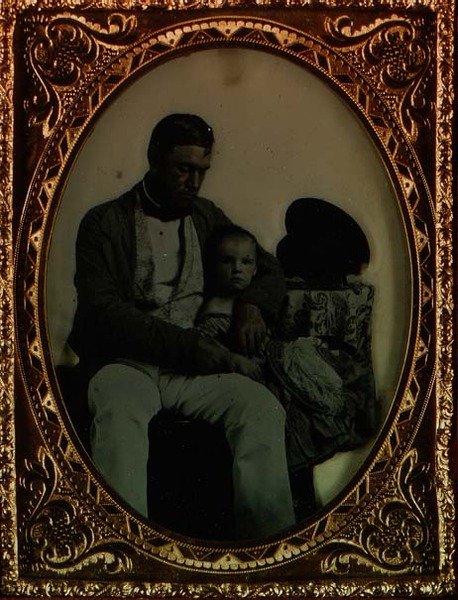父と子、1850年頃（アンブロタイプ 作： 英語の写真家