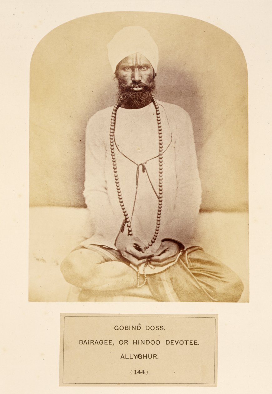 J.フォーブスワトソン著、The People of IndiaのGovind Doss、Bairagee、またはHindoo Devotee、Allyghur、1868年出版（アルブメンプリント） 作： 英語の写真家