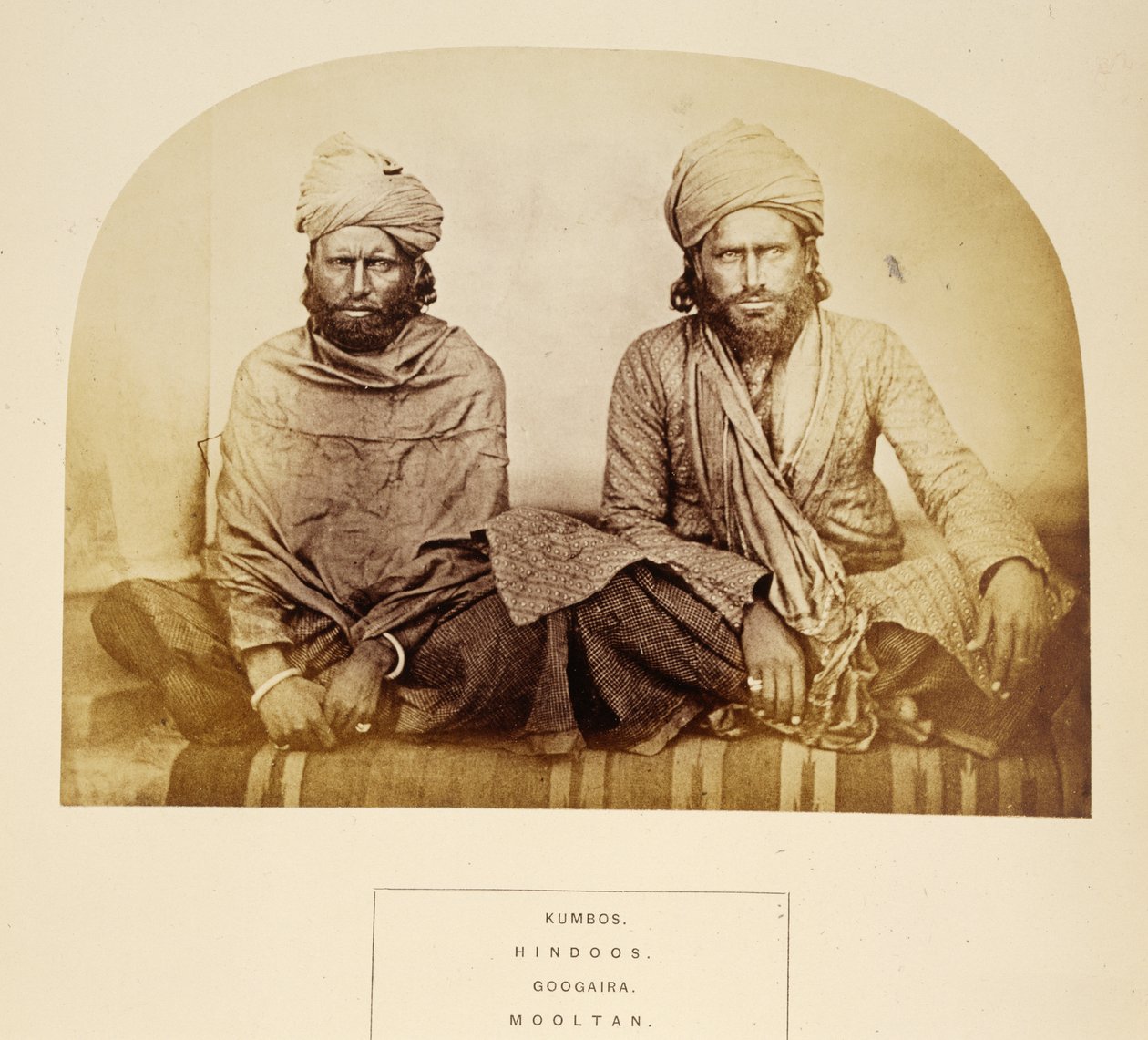 J.フォーブスワトソンによるインドの民衆からのKumbos、Hindoos、Googaira、Mooltan、1868年発行（アルブメンプリント） 作： 英語の写真家