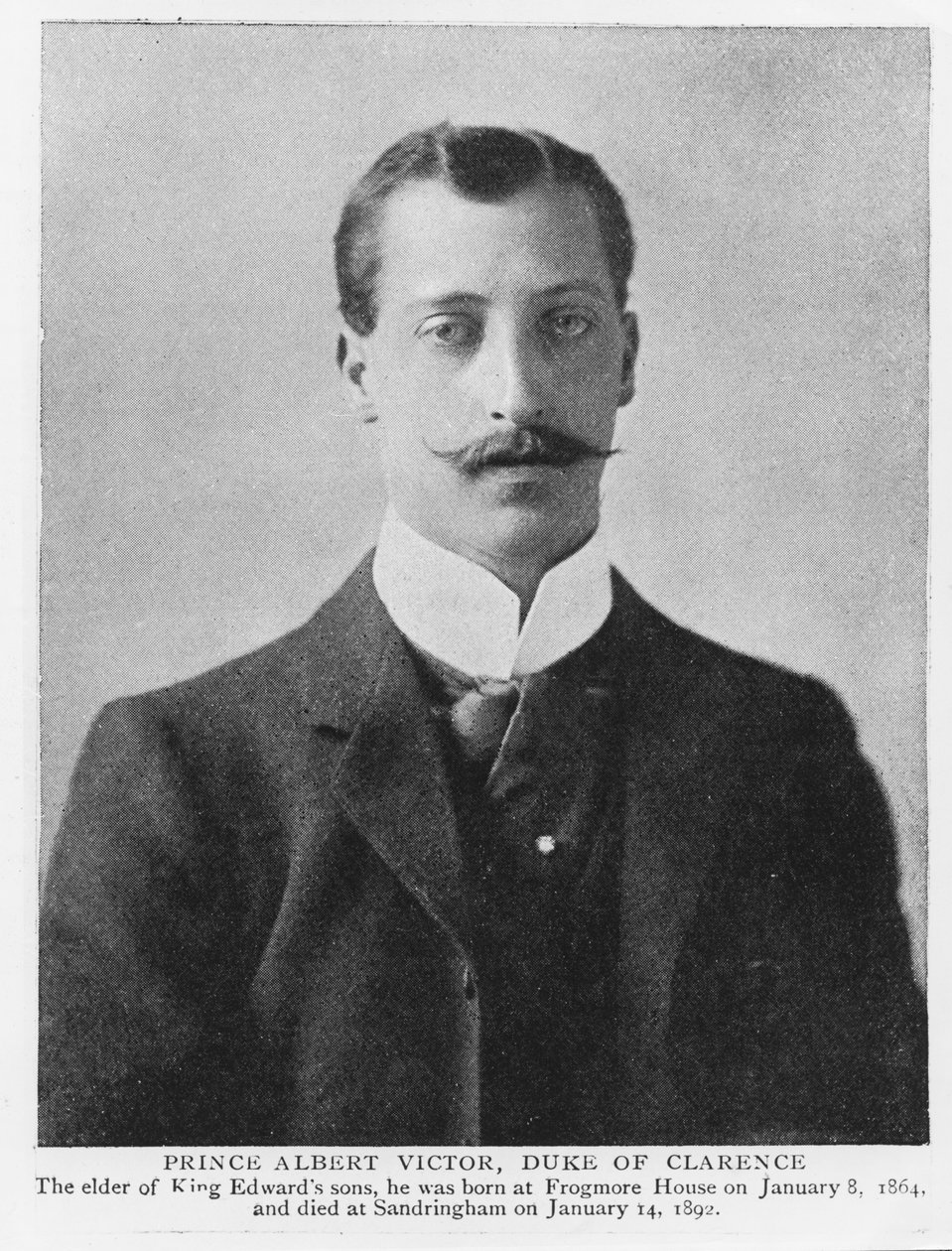 クラレンス＆アボンデール公爵アルバート・ヴィクター王子（1864-92年）（モノクロ写真 作： 英語の写真家