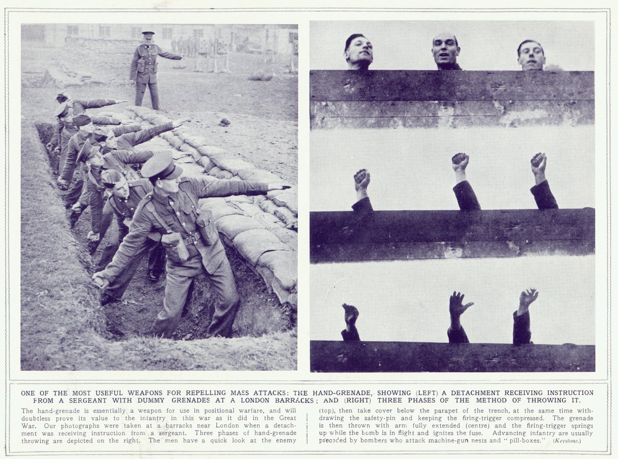 1939年11月22日に発行されたThe Illustrated War Newsの手榴弾 作： 英語の写真家