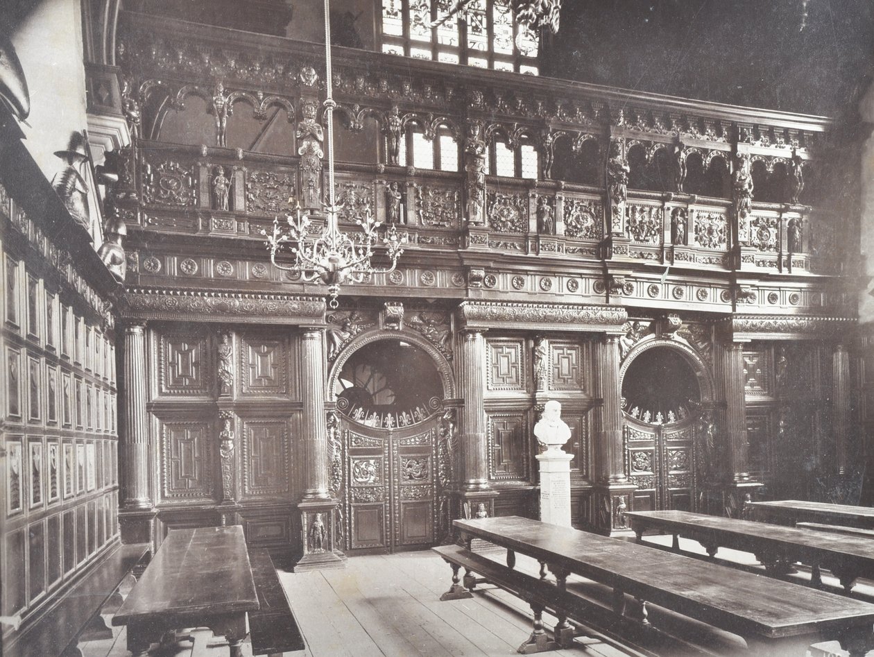 ミドルテンプルホールのインテリア、ロンドン、1885年のビュー 作： 英語の写真家