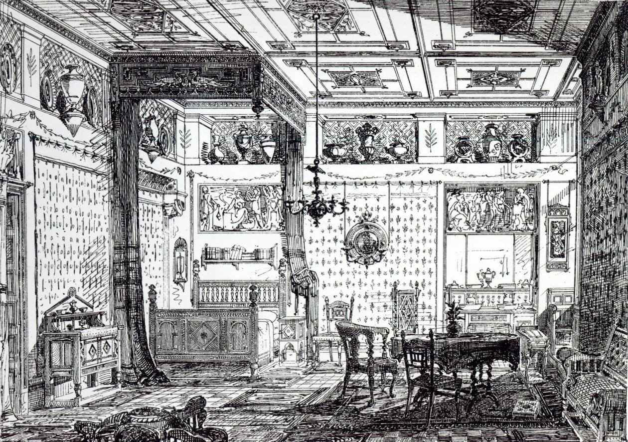 1872年12月1日の「The House-Furnisher and Decorator」のベッドルーム 作： 英語学校