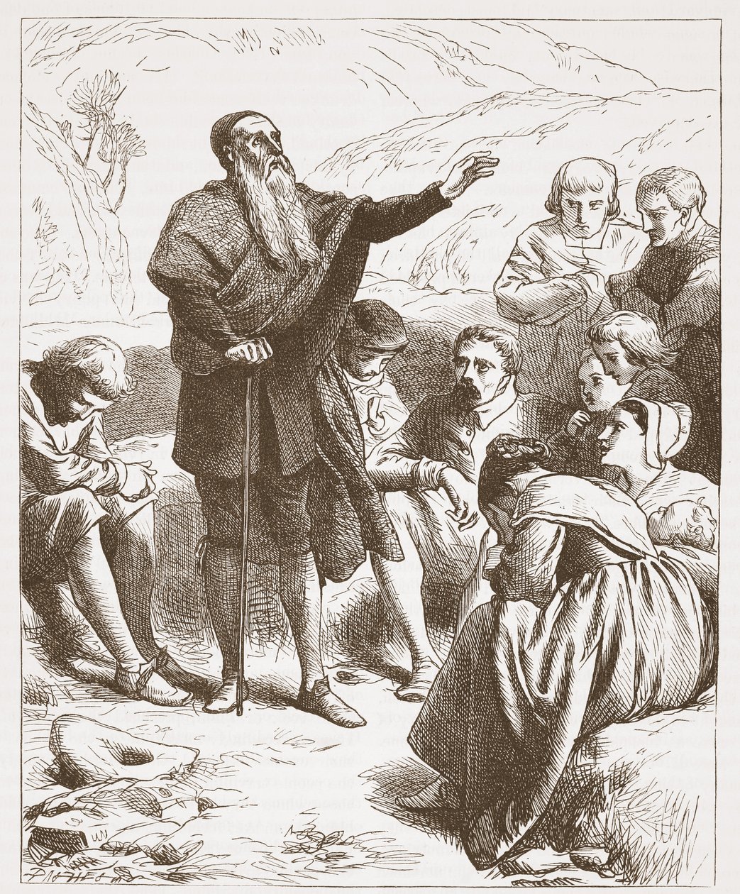 A Conventicle：Worship on the Hill-side、illustration from the History of Protestantism by James Aitken Wylie（1808-1890）、pub。 1878 作： 英語学校