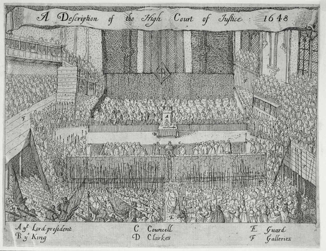 高等裁判所の説明（チャールズ一世の裁判）、17世紀 作： 英語学校