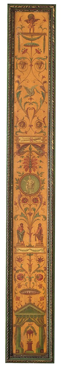 ジョージ3世スタイルのボウフロント書棚、1880年頃（パーセルギルト、グリーン＆ポリクロームペイントされた木材 作： 英語学校